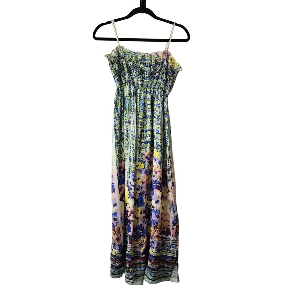 Lapis Anthropologie Y2K Floral Dress Sleeveless Colorful Smocked Women's OS